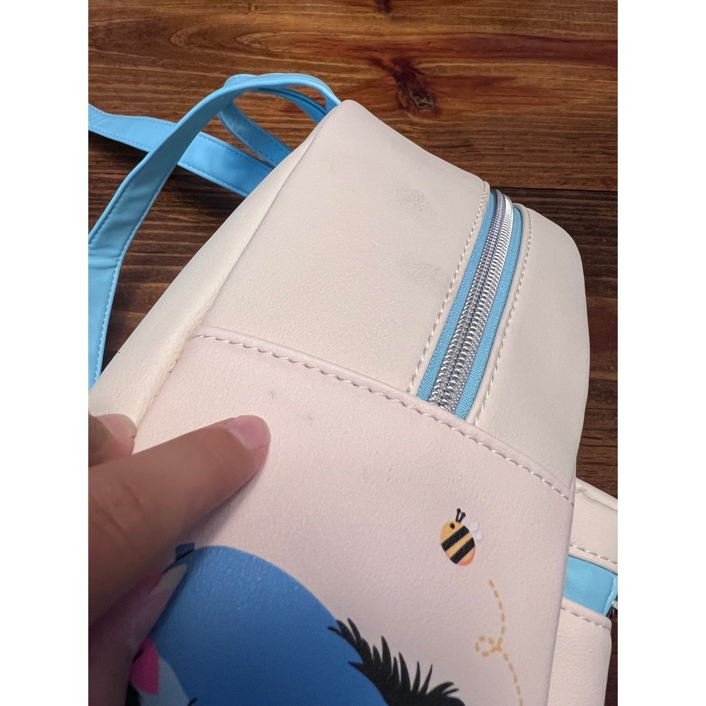Loungefly Winnie the Pooh Mini Backpack Cream Blue Bee Charm - Picture 5 of 8